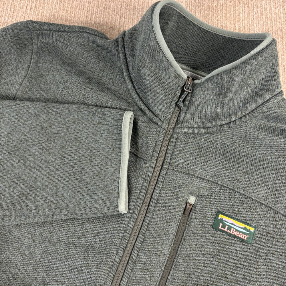 L.L. Bean Green Slightly Fitted Sweater Full Zip Jacket Men's Size XXL EUC